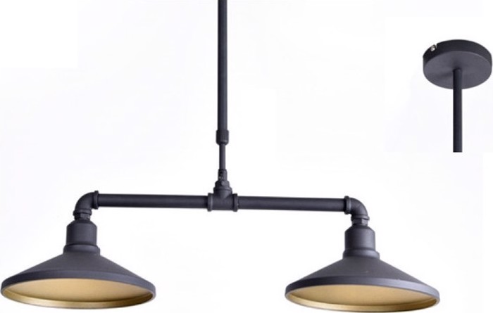 ACA 2Foto Fotistiko Orofis Metalliki 'Pipe' Mavro/Xruso E27 63X92cm AR4172P63BG